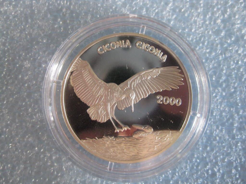 2000 Congo Large Silver Proof 1000 fr Bird Ciconia (Stork)
