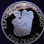 2000 Congo Large Silver Proof 1000 fr Bird Ciconia (Stork)