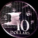 1979 Trinidad &Tobago Large Sterling Silver Proof $10-Map/Ship/Dolphin/Swordfish
