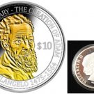 RARE 2012 Fiji  1 OZ Silver Guilt $10-Michelangelo-mintage 500