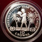 1982 Turks Caicos Large Silver Proof 10 cr-Year of the Child