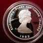 1982 Turks Caicos Large Silver Proof 10 cr-Year of the Child