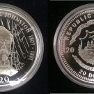 Liberia 2000 Large Silver Proof $20-Civil War Johnston