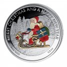 Liberia 2012 Large 1/2 OZ Silver Proof Color $2 Christmas/New Year-Santa Sleigh