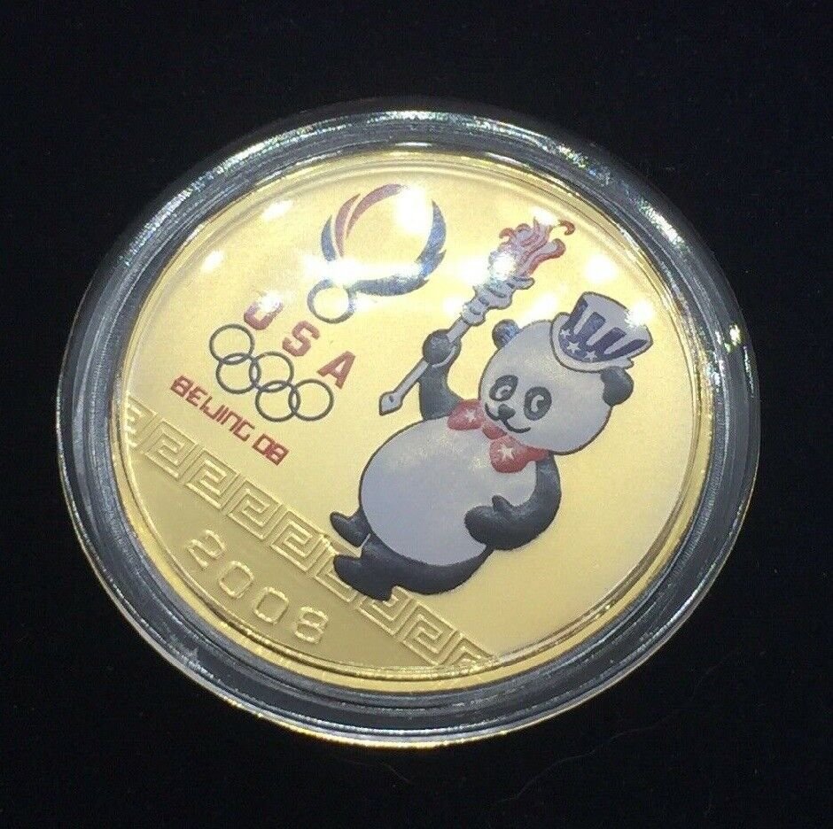 USA 2008 Large Gilt Beijing Olympic Medal-Panda