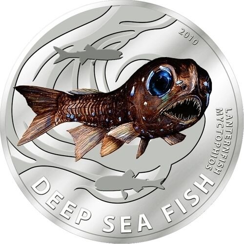 2010 Pitcairn  Color Proof Silver $2 Lantern fish-Deep Sea