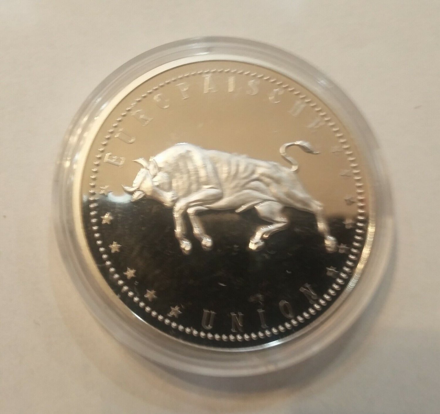 2004 Cyprus Large Proof Silver Medal- European Union- Bull