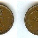 Scarce 1888 Denmark 1 ore-Dolphin/Wheat, slabbed