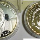 Liberia 2000 Large .999 Silver Proof $20-42nd President Bill Clinton