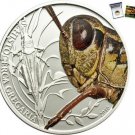 Rare 2010 Palau Large Silver Proof color $2 Grasshopper-mintage 1000-Box