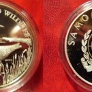 1992 West Samoa Large silver 10 Tala PROOF Bristle-thighed curlew Bird
