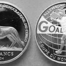 2004 Congo Large Silver Proof 10 fr Soccer world Cup