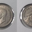 1943 New Zealand Silver 6 pence George VI/Huia Bird,Nice