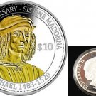 RARE 2012 Fiji  1 OZ Silver  Guilt $10- Raphael-mintage 500