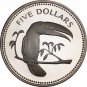 1975 Belize Large Sterling Silver Proof $5-Birds-Toucan
