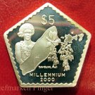 1999 Fiji Large Silver Proof Pentagon(5 sided) $5 Millenium Woman/Flower Branch