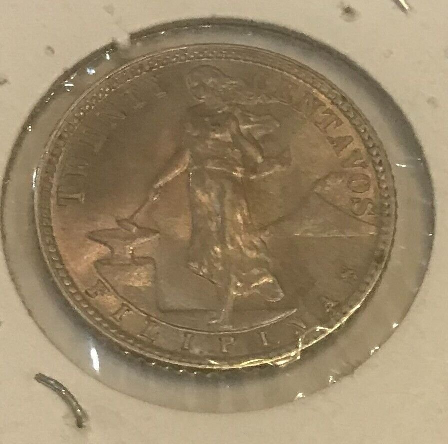 1944 D US Philippines Silver 20 Centavo Nice toning