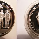 1993 Gambia Large Silver Proof  20 Dalasis-Rendezvous in Space  USA Russia