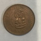 1941 New Zealand Half Penny  Maori statue
