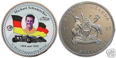 1997 Uganda Large Proof Color Schumacher Car  1000 Sh