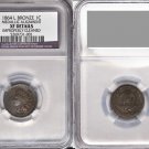 Rare error USA 1864L Indian 1c medallic rotation XF details