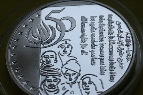 1998 Belgium Large Silver Proof 5 ecu-Human Rights-King Albert