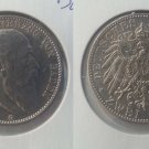 Baden 1907(Germany) silver 2 Mark, NICE