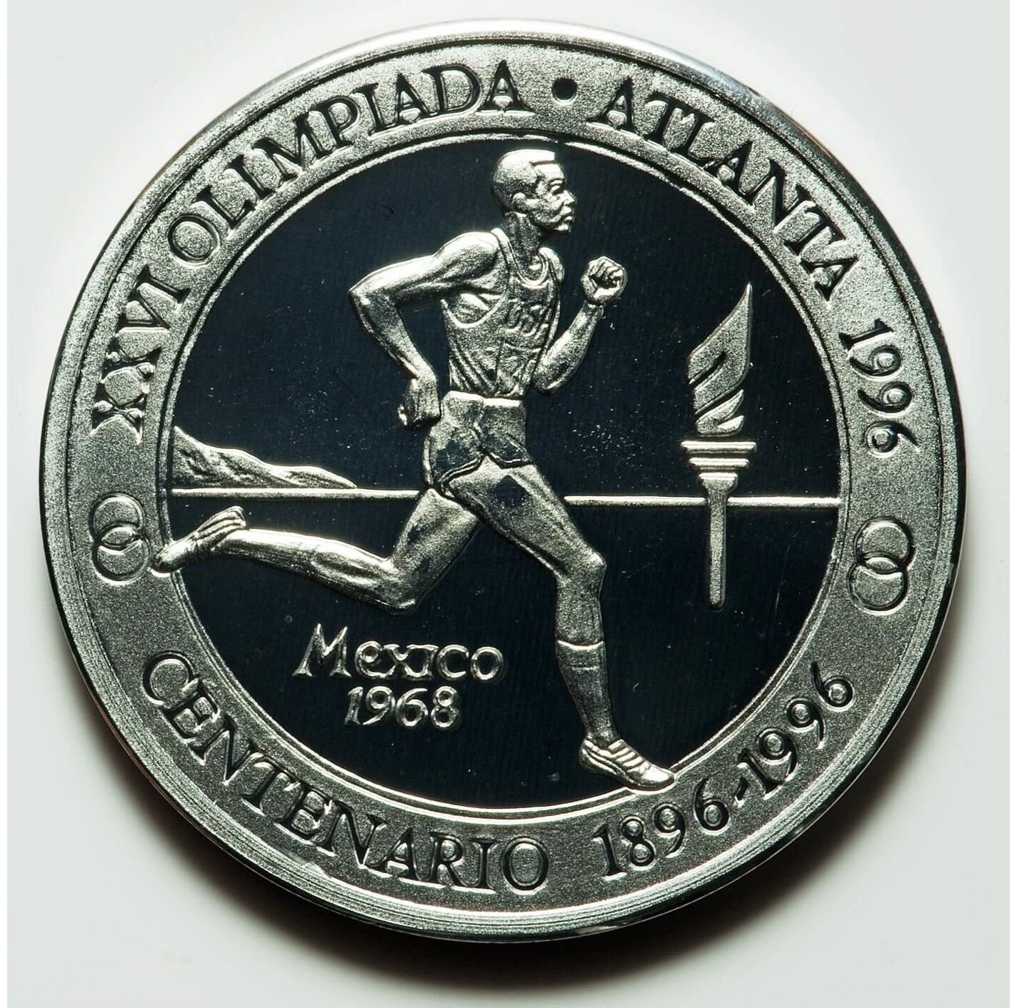 Rare 1996 Peru Lrg.Silver pattern 20 S Olympic Runner T1