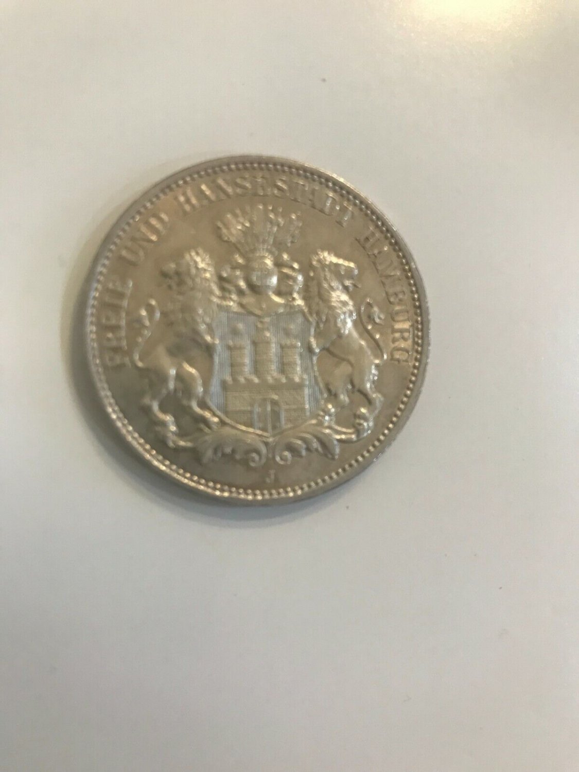 1912 Hamburg(Germany) Large Silver 3 marks Lions Nice