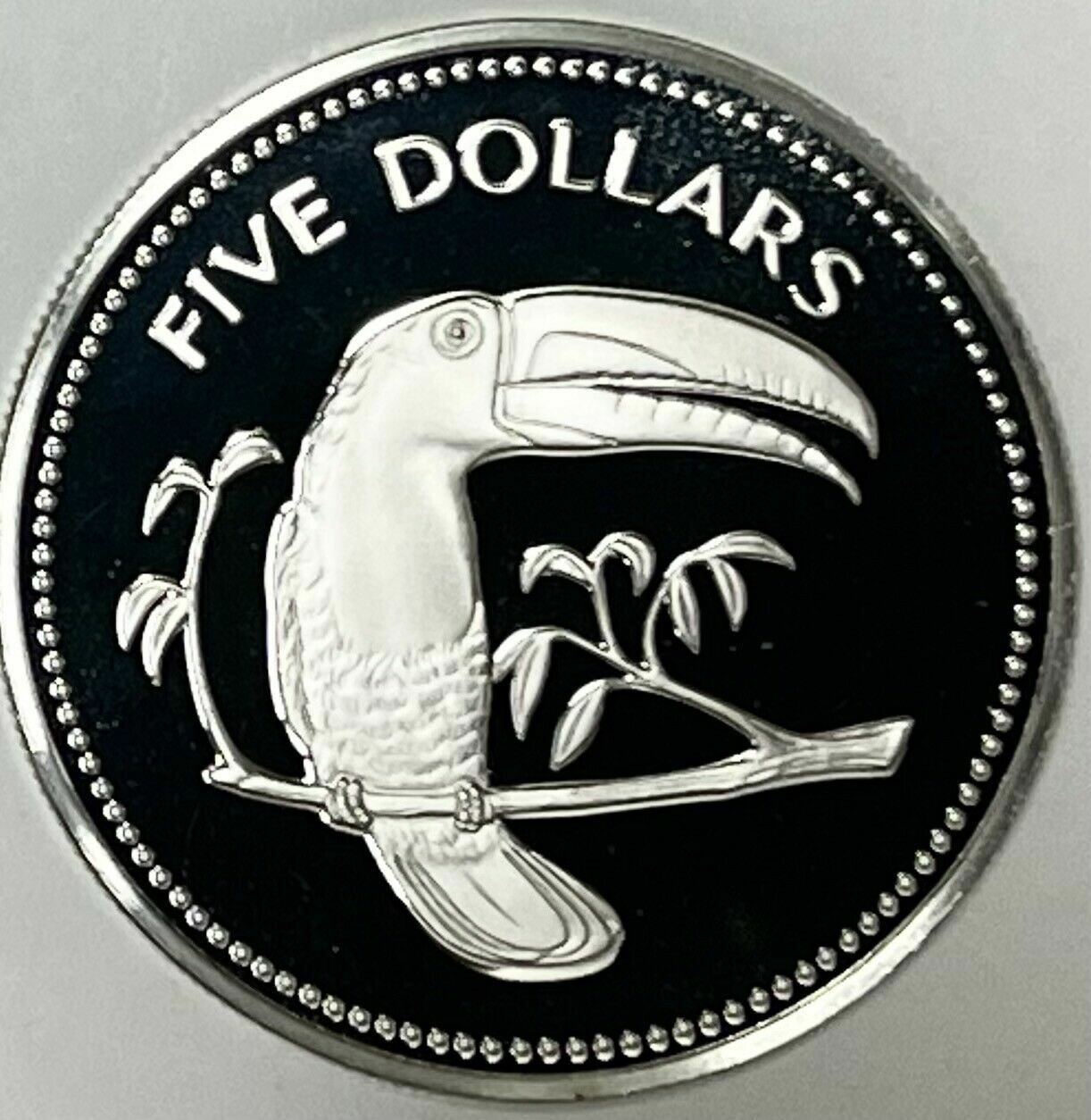 1978 Belize Large Sterling Silver Proof $5-Birds-Toucan