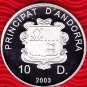 2003 Andorra Large Proof Silver 10 Diners World Cup soccer