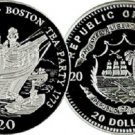 2000 Liberia Large Silver Proof $20 1773 Boston Tea Party