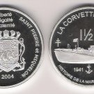 Rare 2004 French St.Pierre Large 1 OZ Silver Proof 1.5 euro Essai- Navy Ship
