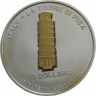 2006 Nauru Large Silver Goldplated 3D Proof 10$ Tower of Piza