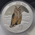 2014 Kyrgyzstan Large Silver Proof 10 Som- Bubo Owl; Nice Box,mintage 3000