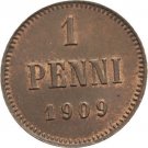 1909 Russian Finland Nicholas II  1 pennia #2