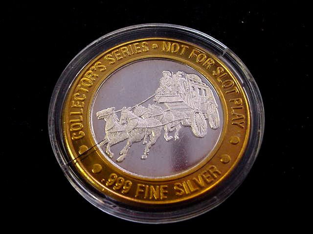 USA Large Silver bi-metal Atlantic City Casino $10 Token-Bally's Stagecoach