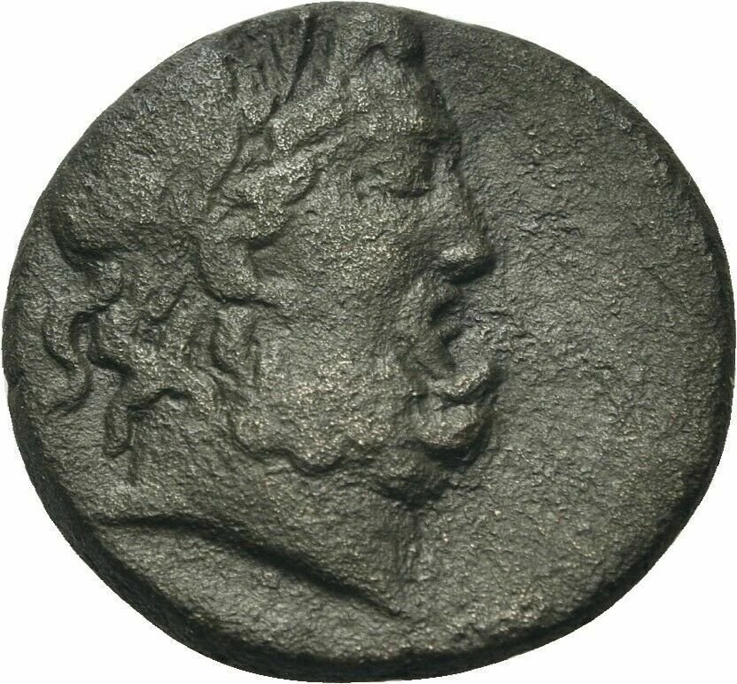 Ancient Greece  2-1 Cent BC PHRYGIA ABBAITIS ZEUS THUNDERBOLT WREATH #2