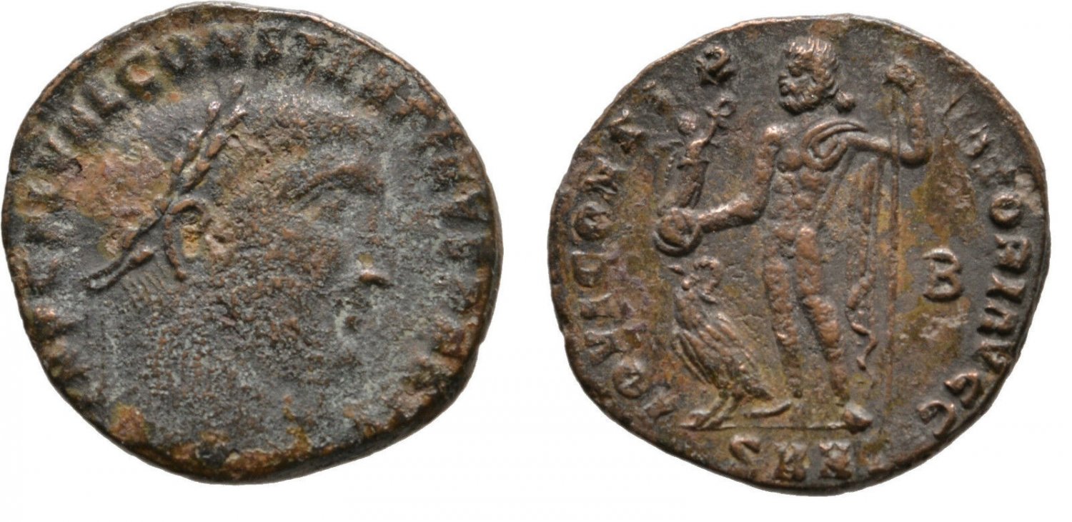Ancient Rome Constantine I 306-337 AD AE Follis Jupiter/Victory/Eagle