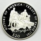 2000 Liberia Large Silver Proof $20 1788 Treaty of Paris