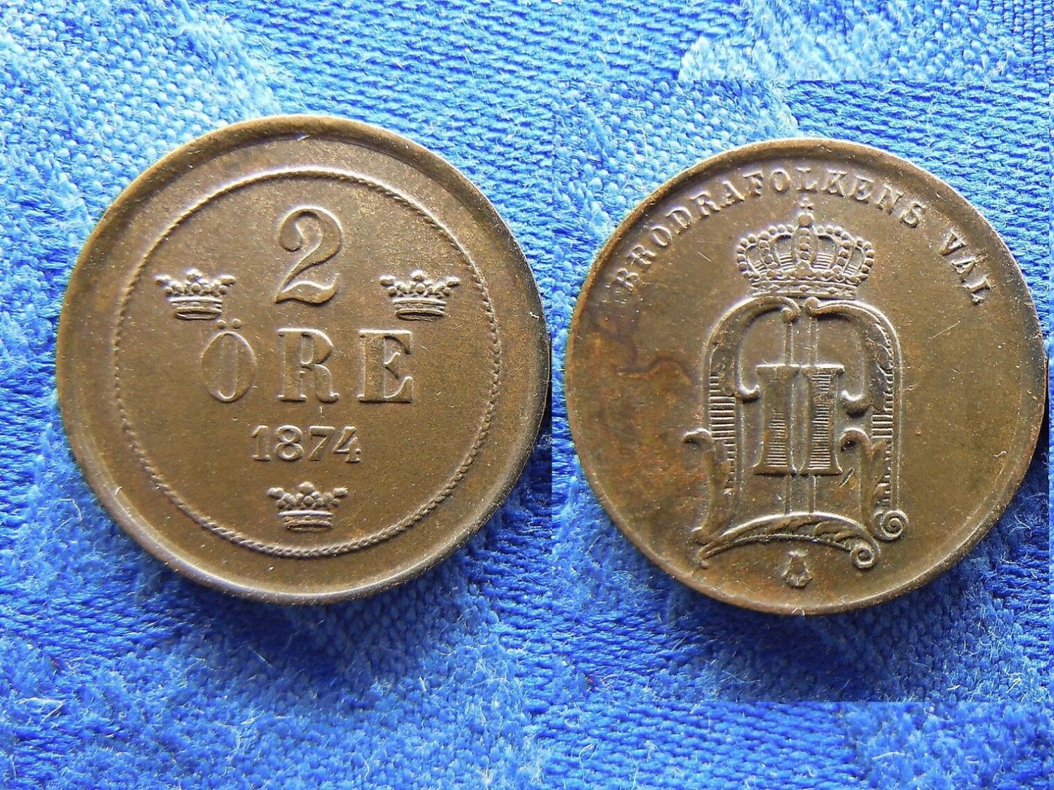 1874 Sweden Copper  2 Ore