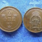 1874 Sweden Copper  2 Ore