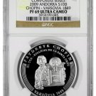 Rare 2009 Andorra Large Proof Silver 10 D Chopin 200 years-1849 Warsaw NGC PF69