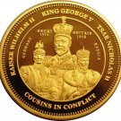 2014 Tristan da Cunha Large Gold plated 1 Cr World War I-King George,Kaiser,Tzar