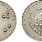 2009 Palau Large Silver $5 Braille-Alphabet f/Blind