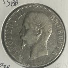Rare 1855 BB  France Napoleon III Large silver 5 Fr Nice