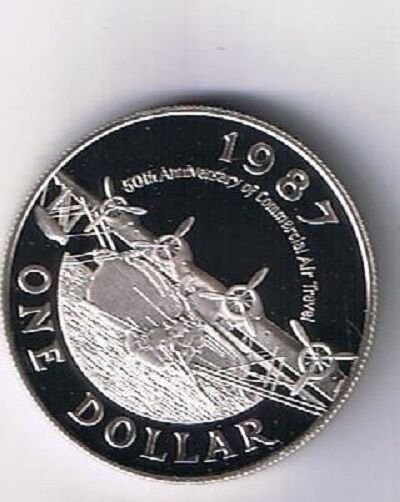 Bermuda 1987 $1 Amphibious Plane Large Silver Proof - Mtg=5000