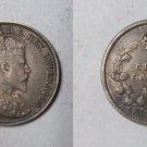 Canada 1909 Silver 5 c Edward VII- round leaves