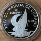 1988 Nicaragua Silver Proof 50 Cordobas Olympic Sailing