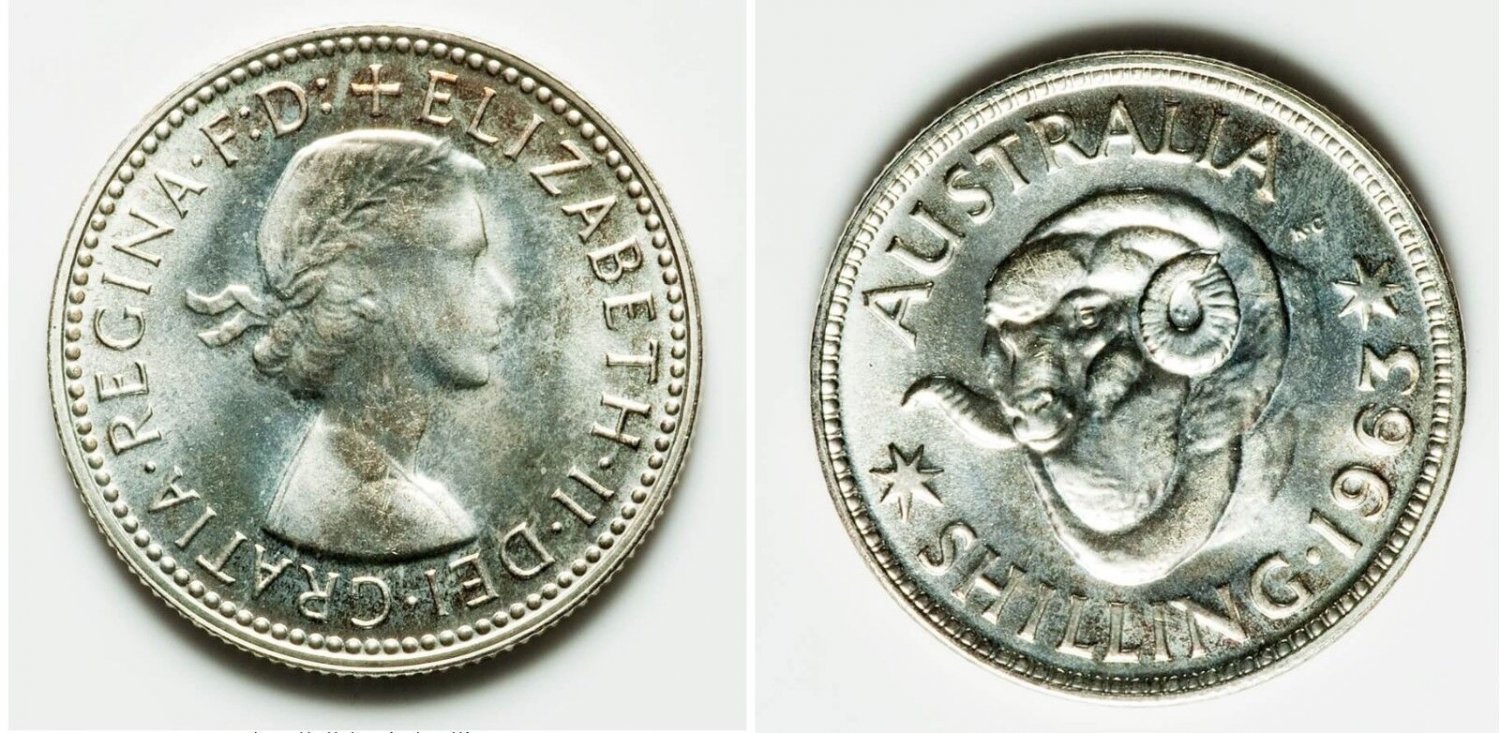 Rare 1963 Australia Proof Silver  Shilling- Ram-mintage 5042
